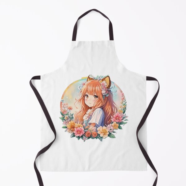 Item preview, Whiskered Whimsy: Cute Anime Girl with Lion Ears and Flora designed and sold by CuteArt5639.