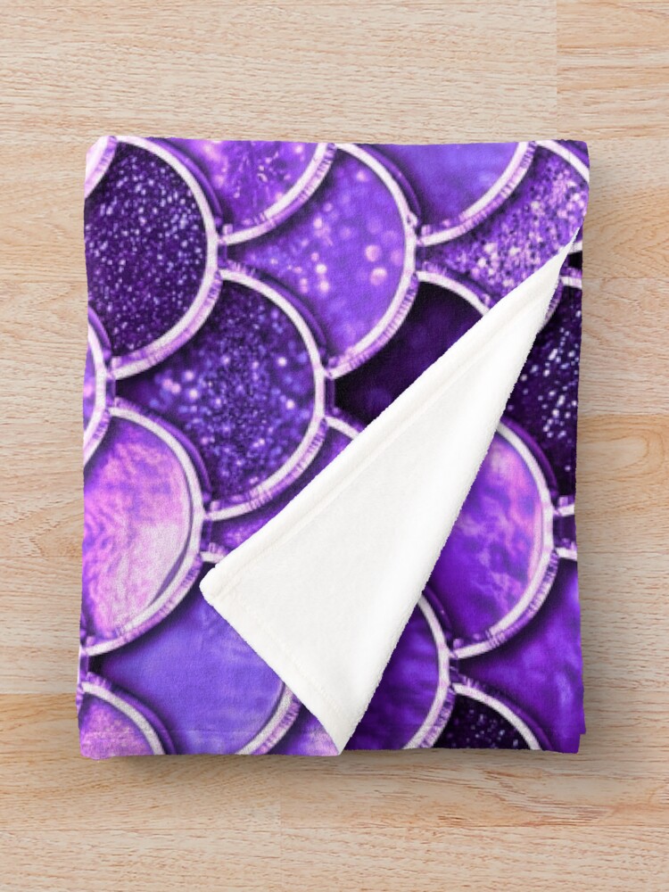 Alternate view of Ultra Violet Sparkle Faux Glitter Mermaid Scales Throw Blanket