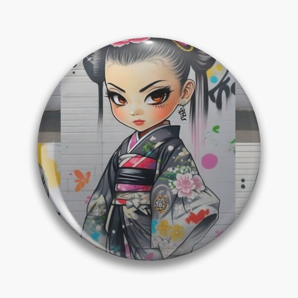 Item preview, Adorable kimono-clad girl radiating stylish charm stickers and more. designed and sold by mefirefire.