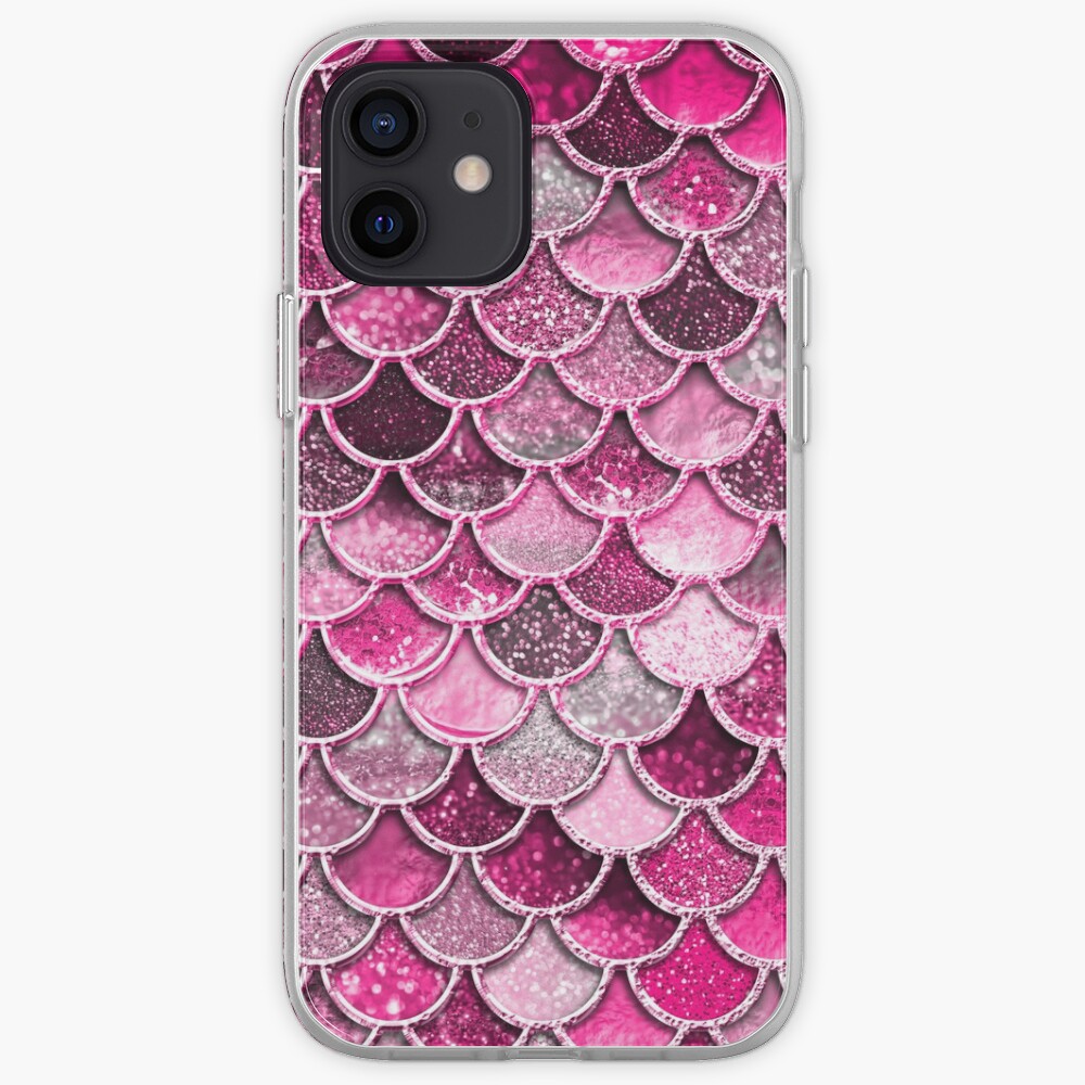 Pink Purple Magenta Sparkle Faux Glitter Mermaid Scales iPhone Case & Cover