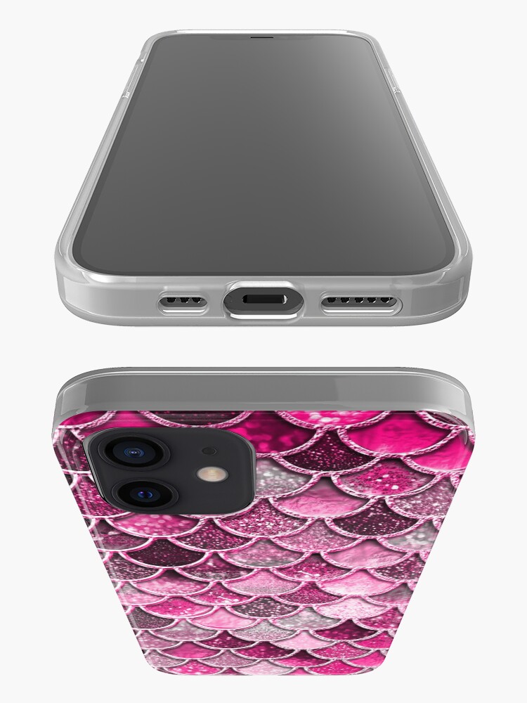 Alternate view of Pink Purple Magenta Sparkle Faux Glitter Mermaid Scales iPhone Case & Cover