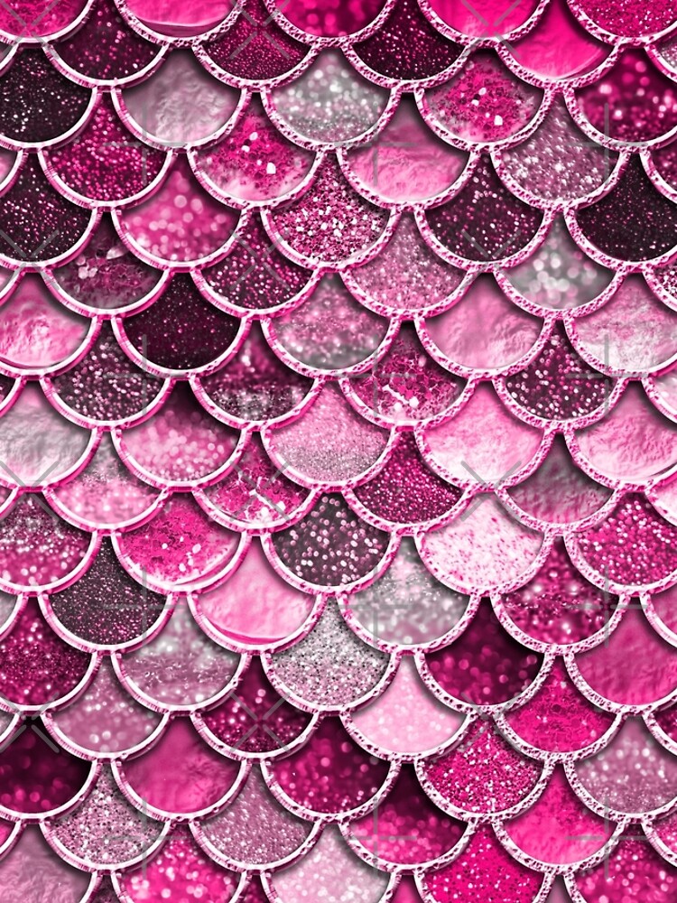 Pink Purple Magenta Sparkle Faux Glitter Mermaid Scales by UtArt
