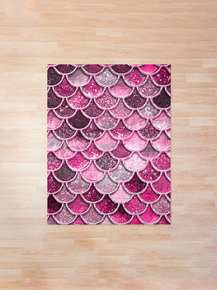 Alternate view of Pink Purple Magenta Sparkle Faux Glitter Mermaid Scales Comforter