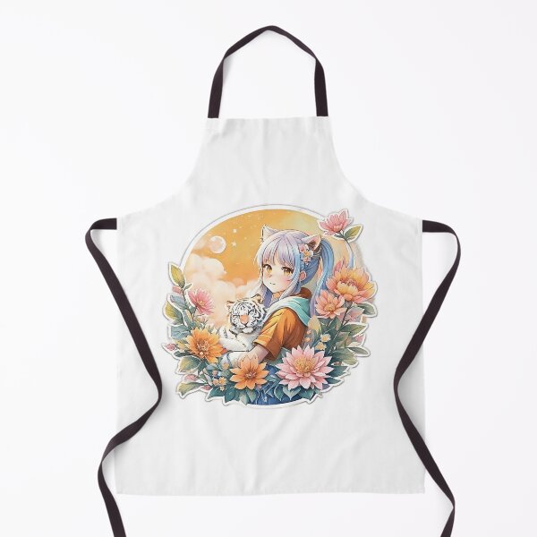 Item preview, Feline Fantasy: Cute Anime Girl with White Tiger Ears and Flora designed and sold by CuteArt5639.