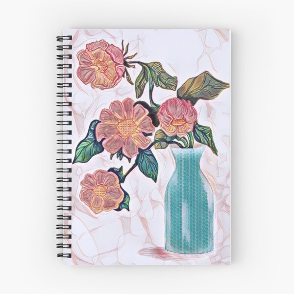 Aperçu de l'œuvre Fleurs roses dans un vase bleu créée et vendue par SimoneArthur.