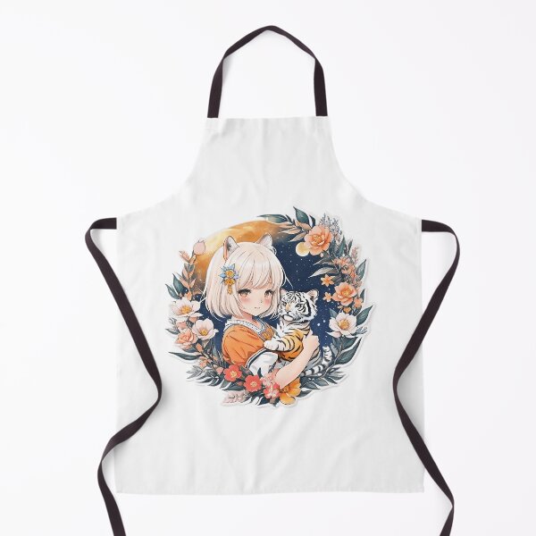 Item preview, Wild Whiskers: Cute Anime Girl with Tiger Ears and Flora - Watercolor Art designed and sold by CuteArt5639.