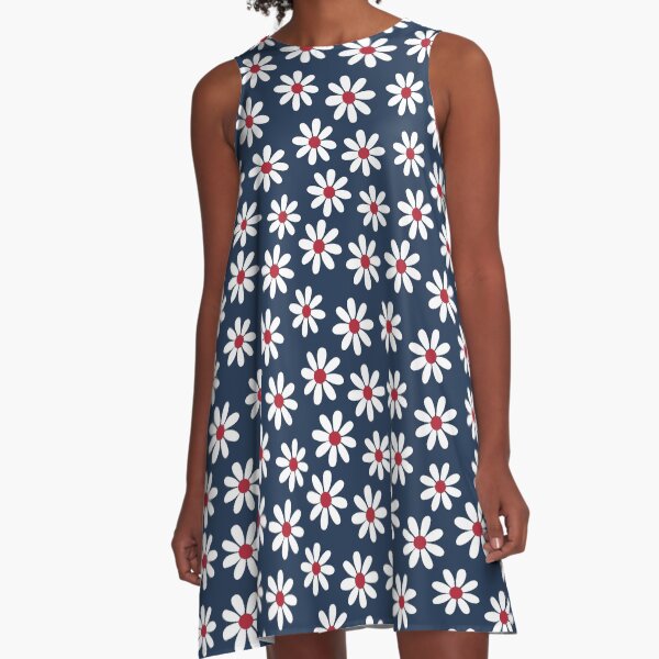 Item preview, American Red White n Blue Daisies Seamless Pattern Print designed and sold by ClaudiaFlores.
