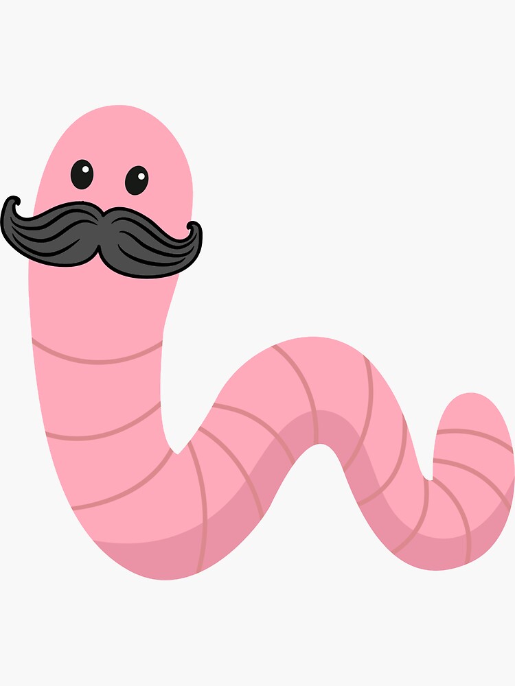 Worm with a mustache Sticker for Sale by GamersLands