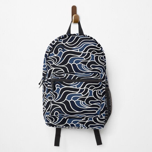 Item preview, blue black and white wave pattern designed and sold by lilolighthouse.