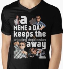A Meme a Day Keeps the crippling depression away Men's V-Neck T-Shirt