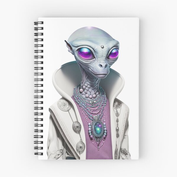 Item preview, Standalone Modern Mint Alien, Magenta Reflective Eyes in a White Ornate Jacket, Pink Shirt, Jewelry and Black Trousers designed and sold by LovelaceVisuals.
