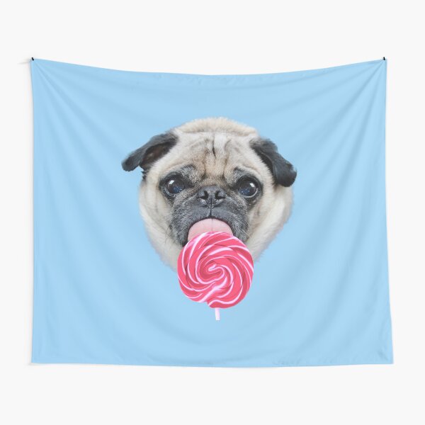 Cute dog with lollipop by Alice Monber Tapestry