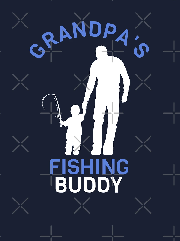 Grandpas Fishing Buddy Cute Retro Kid 80s Style Sunset Ringer T
