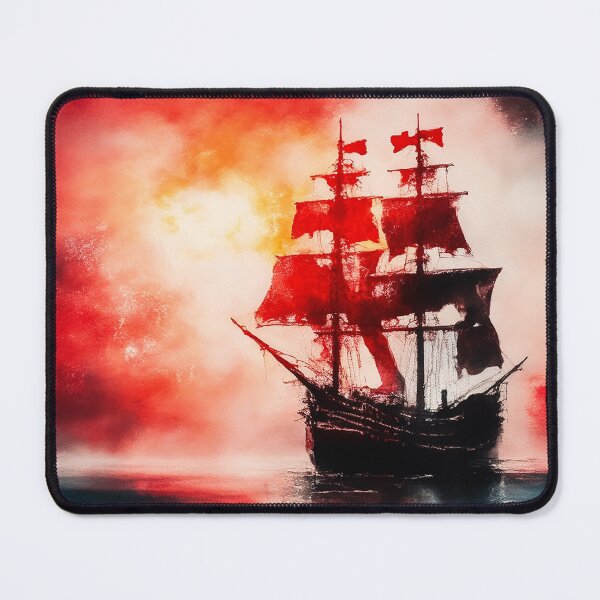 Item preview, Ghostly sail ship in the red  designed and sold by SimpleWallArt.