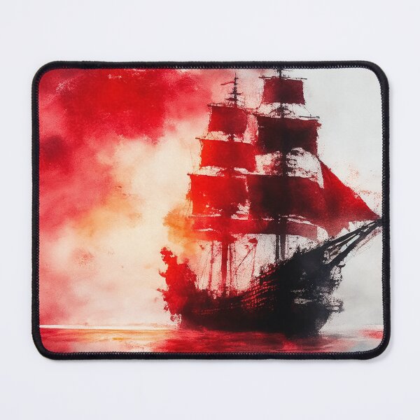 Item preview, Ghostly sail ship in the red  designed and sold by SimpleWallArt.