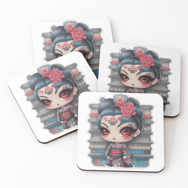 Item preview, Adorable kimono-clad girl radiating stylish charm stickers and more. designed and sold by mefirefire.
