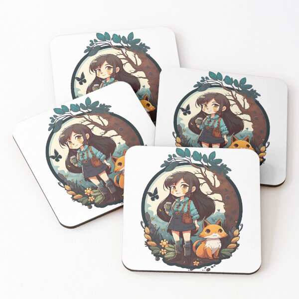 Item preview, Girl & Orange Cat Kawaii Anime Floral Cat & Coffee Lovers designed and sold by SecretDicer.