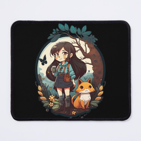 Item preview, Girl & Orange Cat Kawaii Anime Floral Cat & Coffee Lovers designed and sold by SecretDicer.