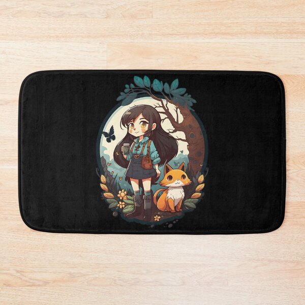 Item preview, Girl & Orange Cat Kawaii Anime Floral Cat & Coffee Lovers designed and sold by SecretDicer.