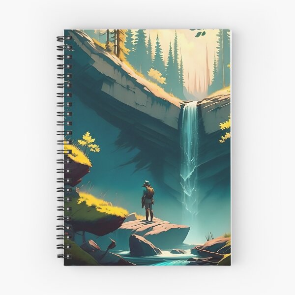 Item preview, A hiker at a waterfall in a grove designed and sold by ArtCounts.