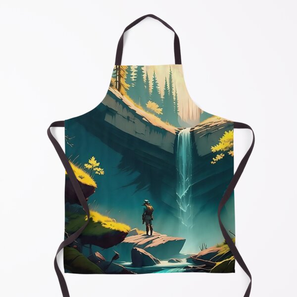Item preview, A hiker at a waterfall in a grove designed and sold by ArtCounts.
