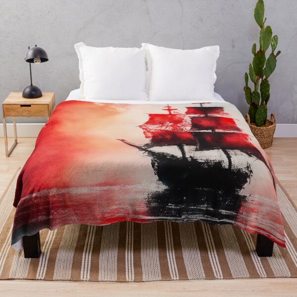 Item preview, Ghostly sail ship in the red - Red Sails designed and sold by SimpleWallArt.