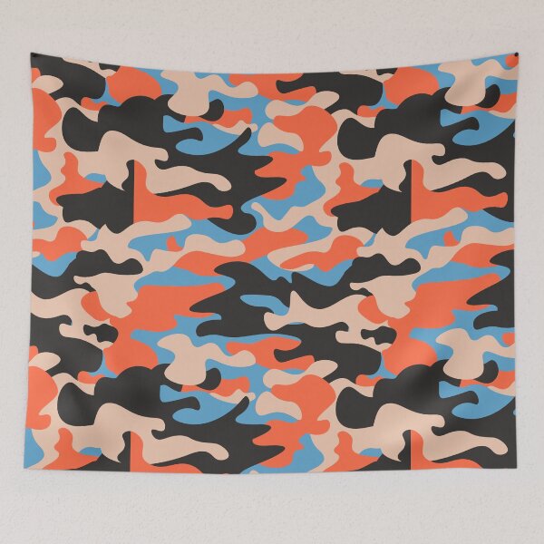 Item preview, Black Blue Orange Modern Camouflage Pattern designed and sold by camostore23.