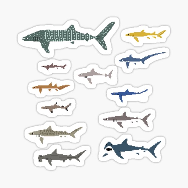 Sharks - The Kids' Picture Show - Pixel Art Sticker