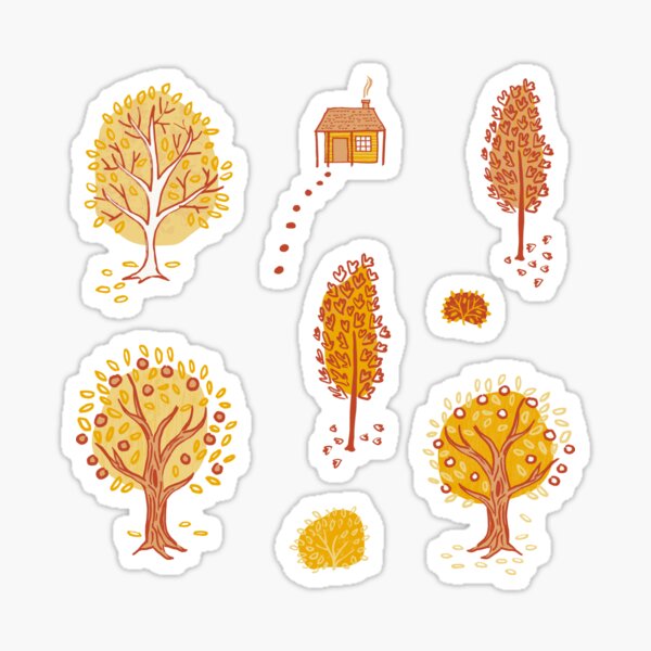 Cottage in the Woods in Fall Sticker