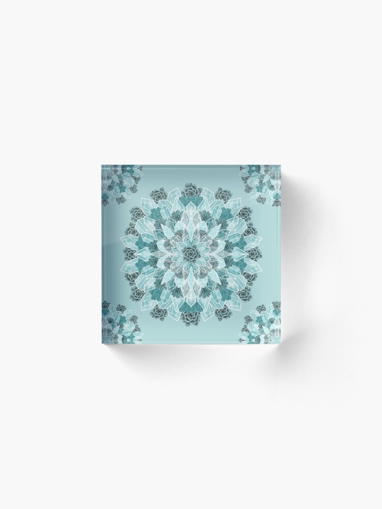 Alternate view of Crystals Succulents Mandala MINT GREEN Acrylic Block