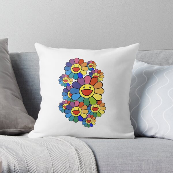 Takashi Murakami Rainbow Sunflower Pillow Y2K Plush Pillow 