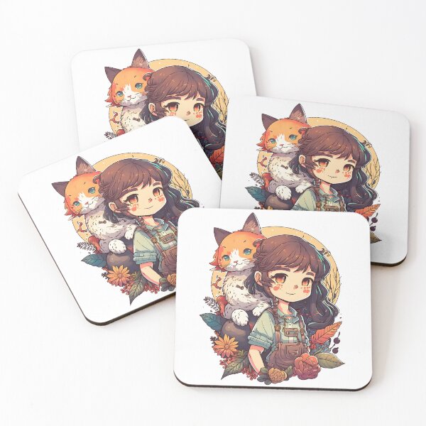 Item preview, Girl & Ginger Cat Kawaii Anime Floral Cat Lover designed and sold by SecretDicer.