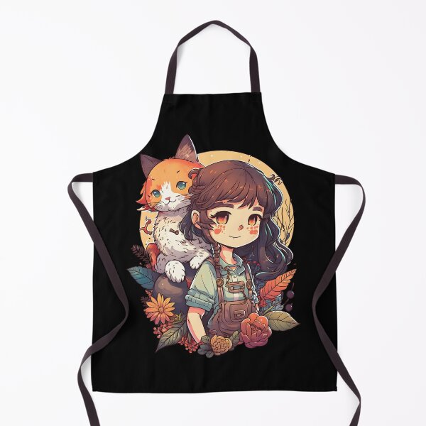 Item preview, Girl & Ginger Cat Kawaii Anime Floral Cat Lover designed and sold by SecretDicer.