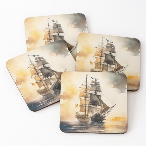 Item preview, Ghostly sail ship, Ink Painting designed and sold by SimpleWallArt.