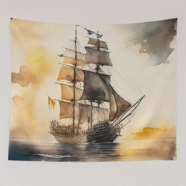 Item preview, Ghostly sail ship, Ink Painting designed and sold by SimpleWallArt.