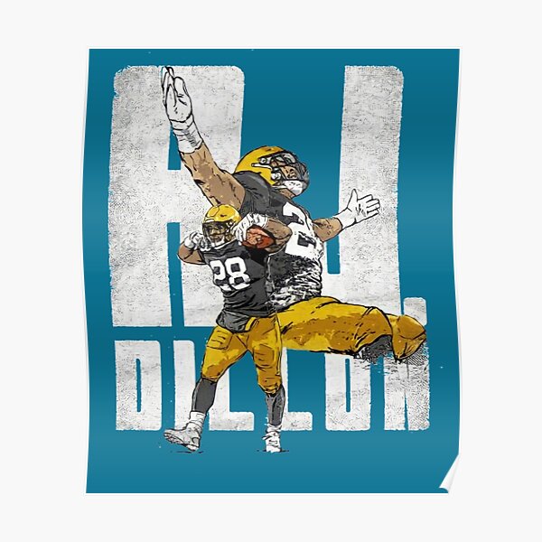 AJ Dillon Poster Green Bay Packers Wall Art Printable 