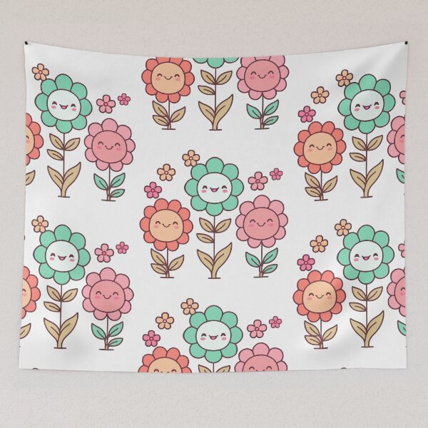Item preview, Kawaii Flowerful Faces Digital Motif designed and sold by zolarche.