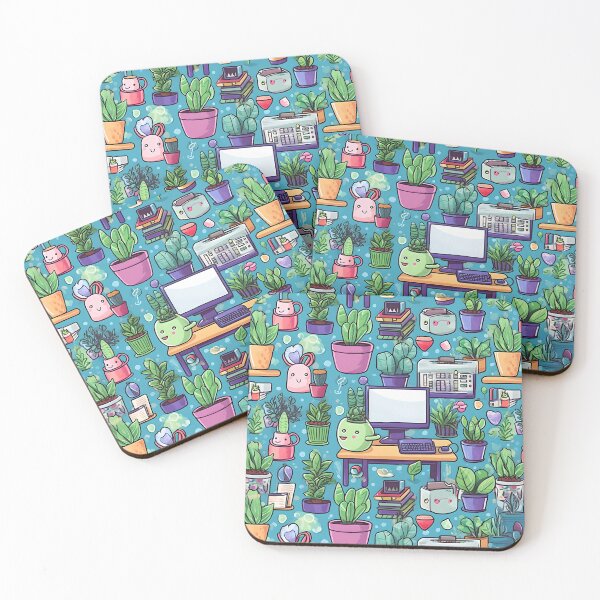 Item preview, Kawaii Home Office - Charming Work-from-Home Pattern designed and sold by InkmystiqueIN.
