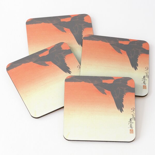 Item preview, Crows Fly in the Red Sky at Sunset Japanese style illustration Sunset flying Crows  designed and sold by mptshirtdesign.