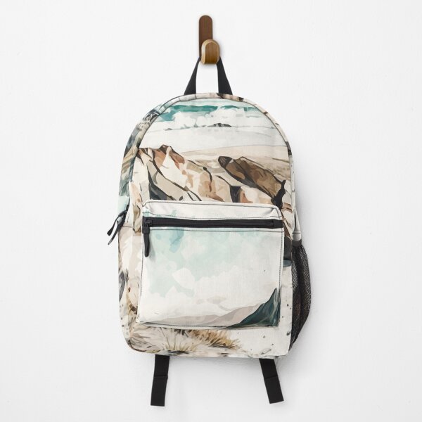 Item preview, A Rocky Beach Inlet in a Retro Watercolor Style - Vintage New Zealand designed and sold by GVRDesign.