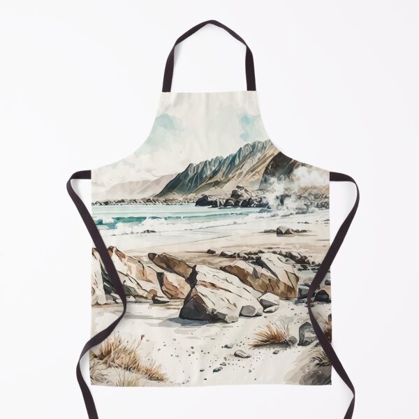 Item preview, A Rocky Beach Inlet in a Retro Watercolor Style - Vintage New Zealand  designed and sold by GVRDesign.
