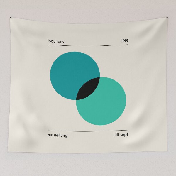 Item preview, Bauhaus Circles Overlapping Blue Green designed and sold by ahumbleconcept.