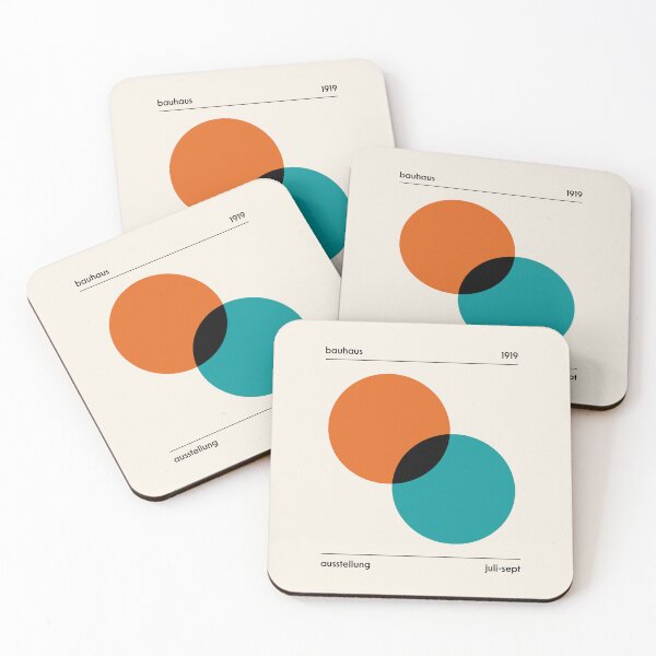 Item preview, Bauhaus Circles Overlapping Orange Blue designed and sold by ahumbleconcept.