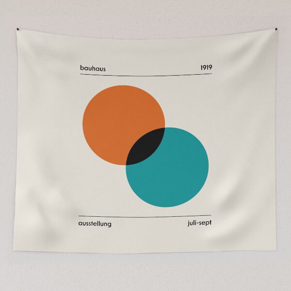 Item preview, Bauhaus Circles Overlapping Orange Blue designed and sold by ahumbleconcept.