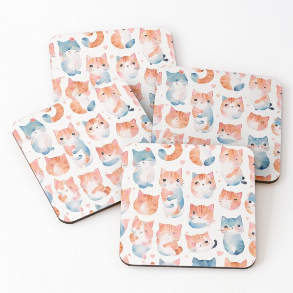 Aperçu de l'œuvre Colorful Kittens : Watercolor Repeat Pattern with Adorable Cats créée et vendue par mdhanim.