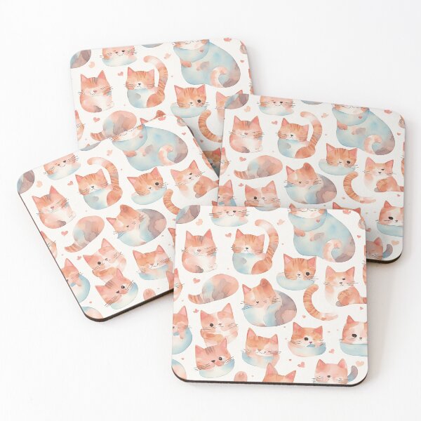 Aperçu de l'œuvre Feline Watercolors : Charming Cat Repeat Pattern Design créée et vendue par mdhanim.
