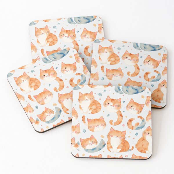 Aperçu de l'œuvre Playful Paws : Watercolor Cute Cat Pattern Delight créée et vendue par mdhanim.