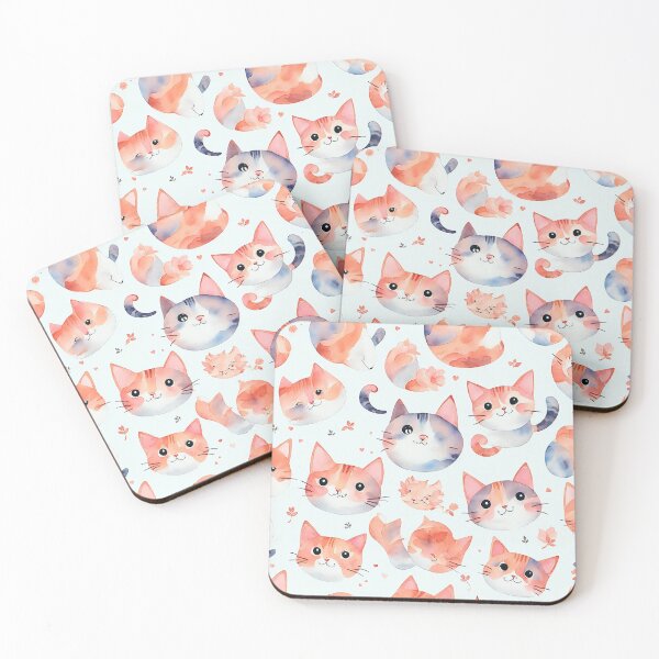 Aperçu de l'œuvre Purrfect Watercolors : Repeat Pattern Design of Playful Cats créée et vendue par mdhanim.