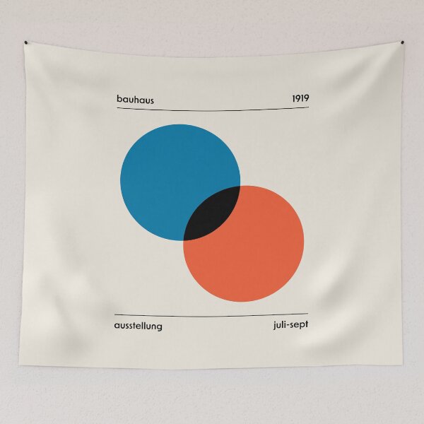 Item preview, Bauhaus Circles Overlapping Red Blue designed and sold by ahumbleconcept.