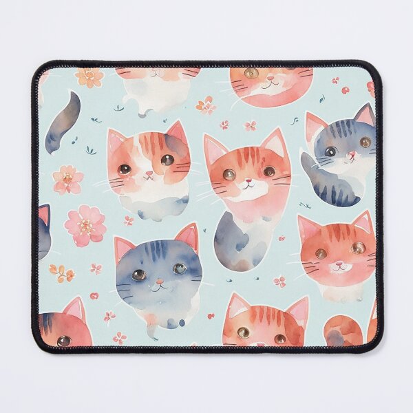Item preview, Watercolor Feline Fantasy : Cute Cat Repeat Pattern Delight designed and sold by mdhanim.